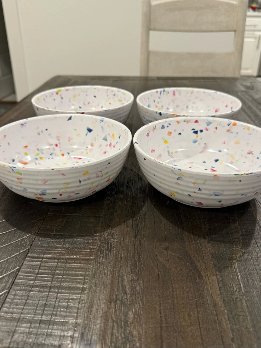 Nautica Set of 4 Home White Confetti Colorful Pattern Melamine Bowls New